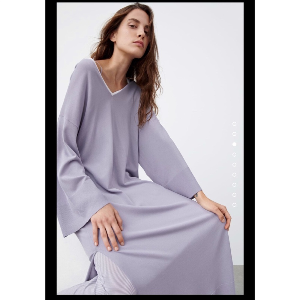 Zara smoky blue grey flowy viscose tunic dress - Picture 3 of 10